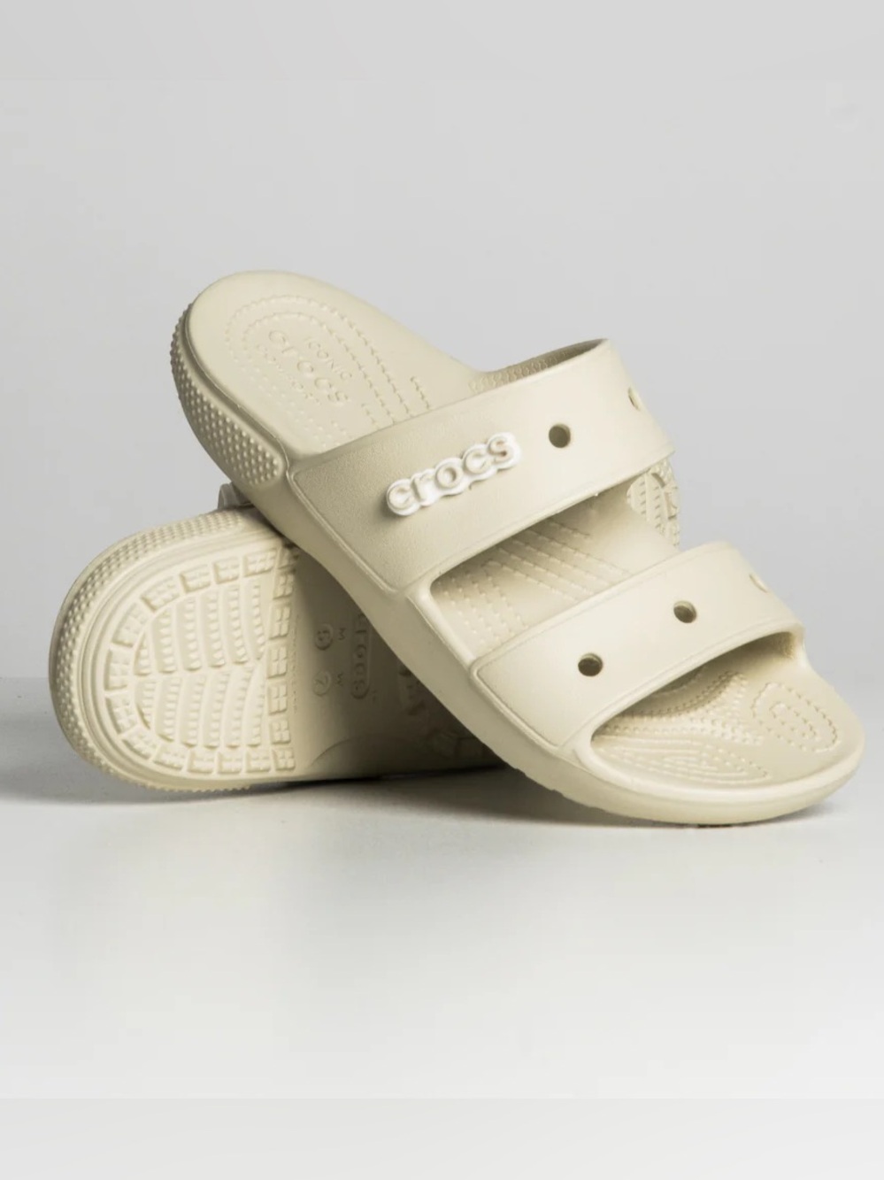 Crocs Classic double strap sandals Unisex Bone Cream Off White Mens Size 10